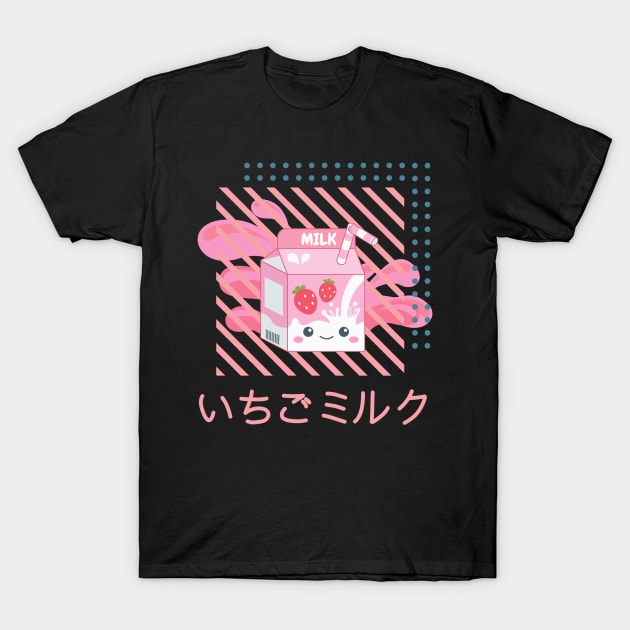 Kawaii Strawberry Milk Ichigo Miruku T-Shirt by AKawaiiPastels